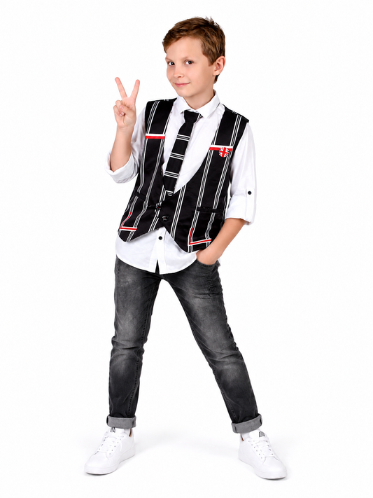 Stylish and fashionable party shirt with waistcoat and a tie