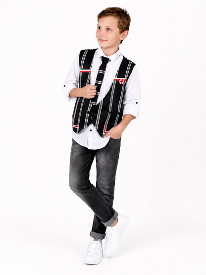 Stylish and fashionable party shirt with waistcoat and a tie