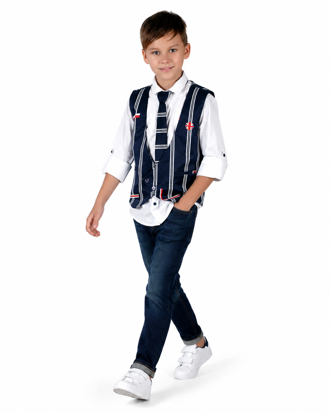 Stylish and fashionable party shirt with waistcoat and a tie