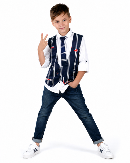 Stylish and fashionable party shirt with waistcoat and a tie