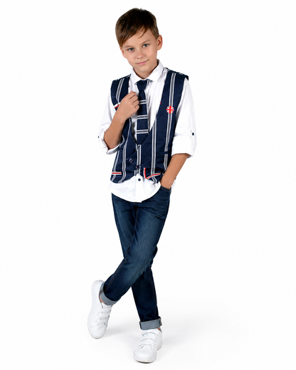 Stylish and fashionable party shirt with waistcoat and a tie