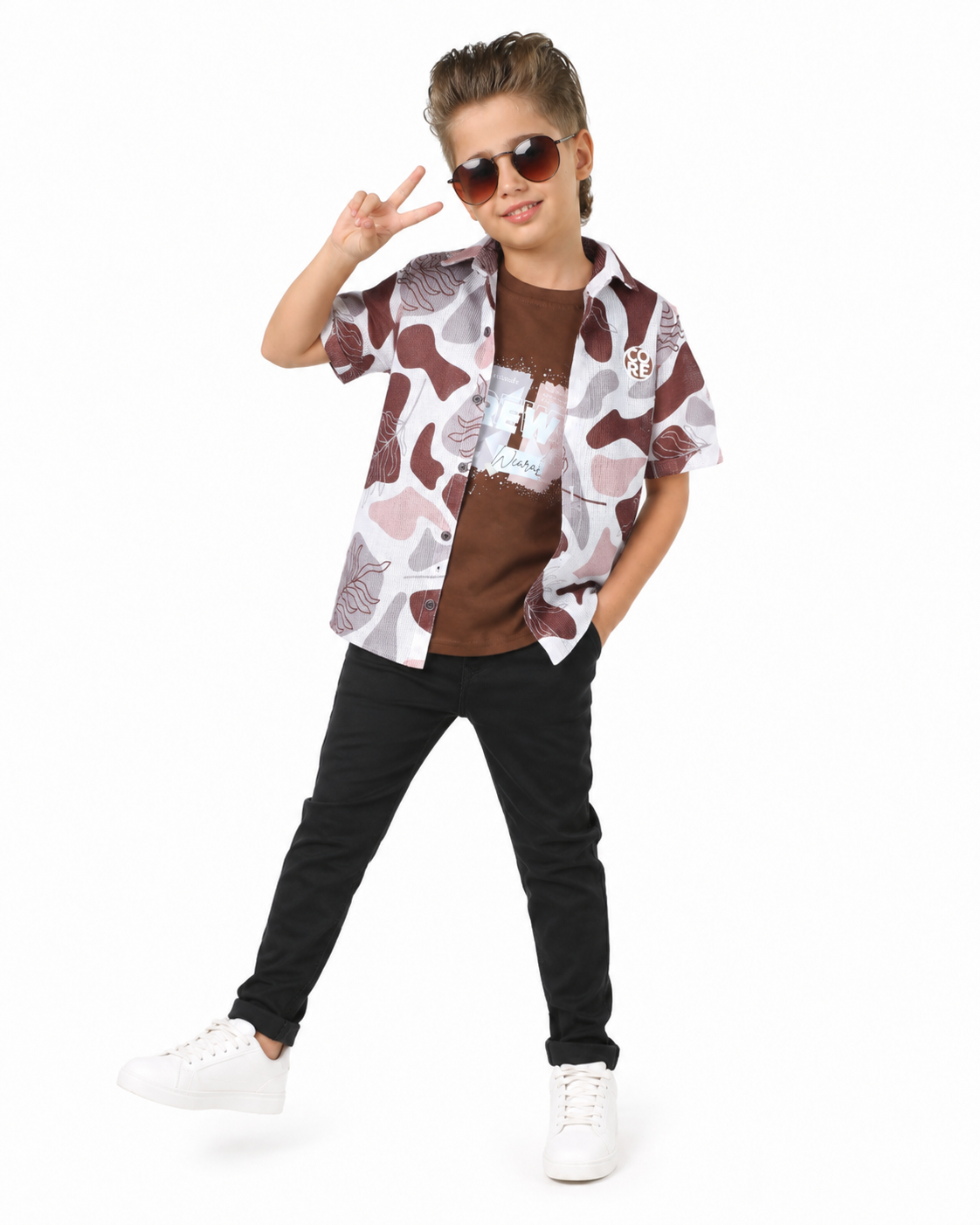 Double the Cool: Printed Shirt with Sleeveless T-Shirt Combo!