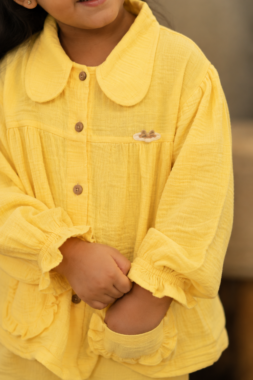 Cotton Muslin Flared Pants Co-Ord Set for Girls - Yellow