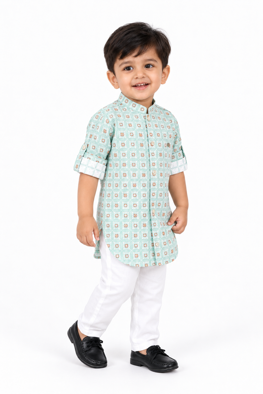 Playful Prints: Ethnic Kurta Pajama Set for Tiny Trendsetters