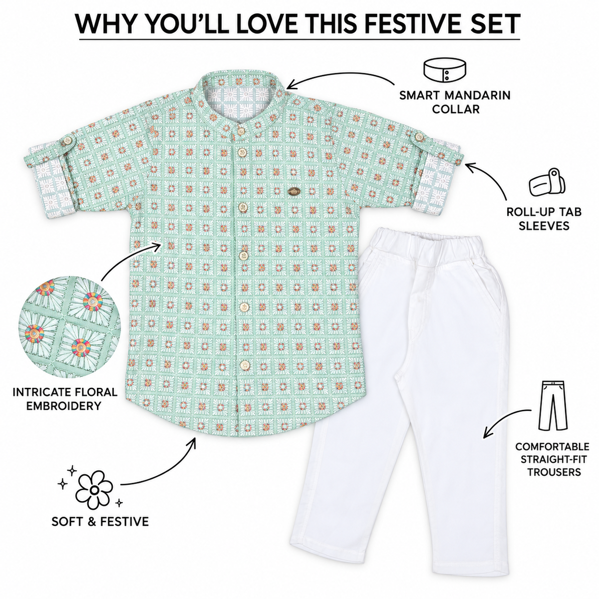 Playful Prints: Ethnic Kurta Pajama Set for Tiny Trendsetters