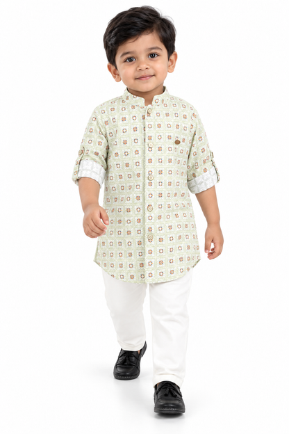 Playful Prints: Ethnic Kurta Pajama Set for Tiny Trendsetters