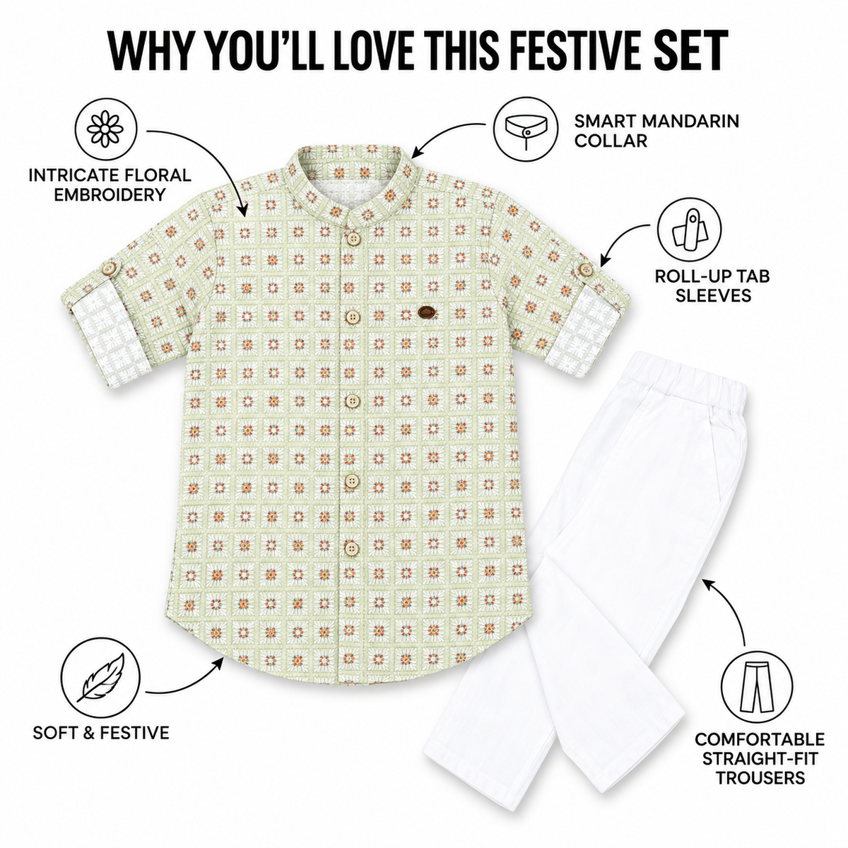 Playful Prints: Ethnic Kurta Pajama Set for Tiny Trendsetters
