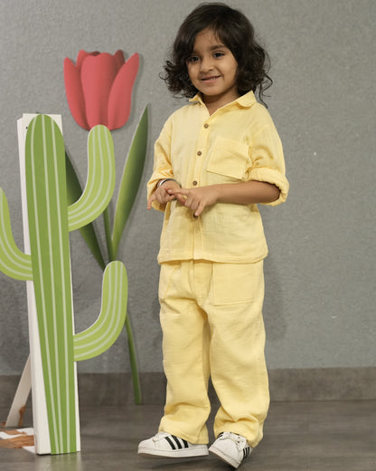 Shirt & Pants Co-Ord Set-YELLOW