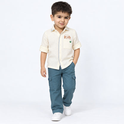 Meadow Days Embroidered Shirt & Cargo Pants Set