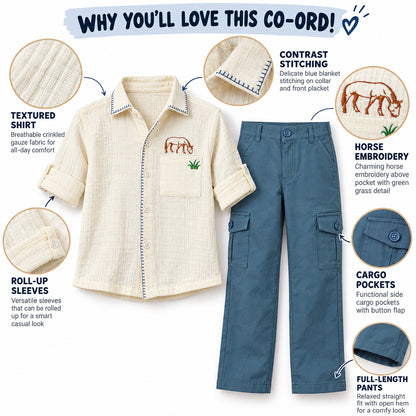 Meadow Days Embroidered Shirt & Cargo Pants Set