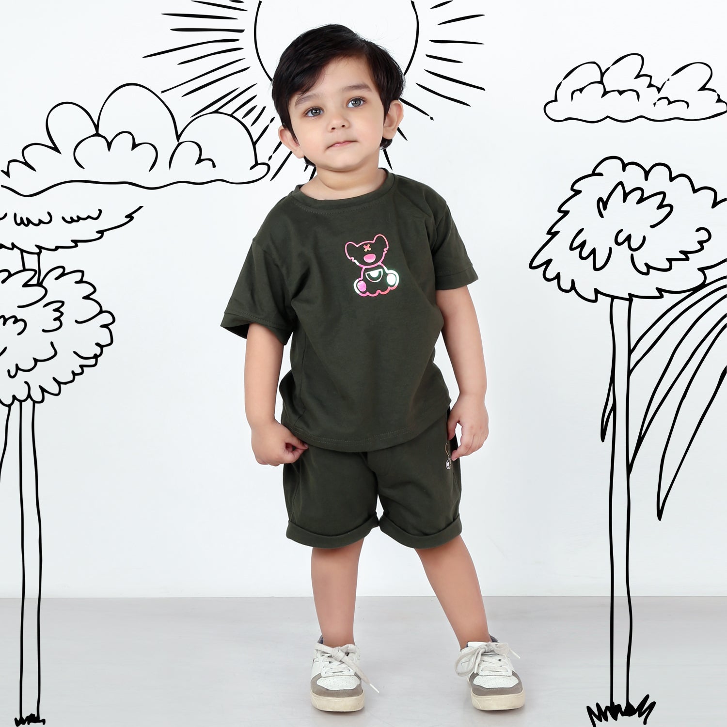 Cuddle Up in Style with our Teddy Bear T-Shirt Set!