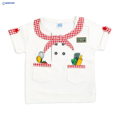 Mini Chef Magic: T-Shirt, Shorts, and Chef Cap Set!