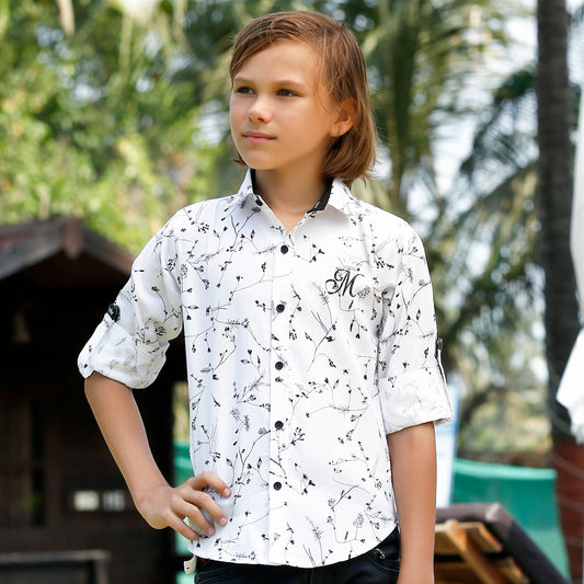 MashUp Stylish Classic printed dobby cotton shirt for Young boys