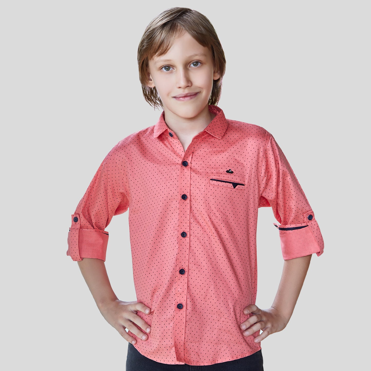 Suprimo Dobby Lycra  Printed Shirt for Young Boys