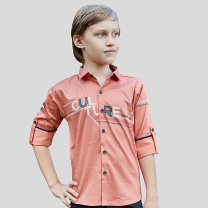 Classic Cotton Lycra Printed Shirt for Young boys