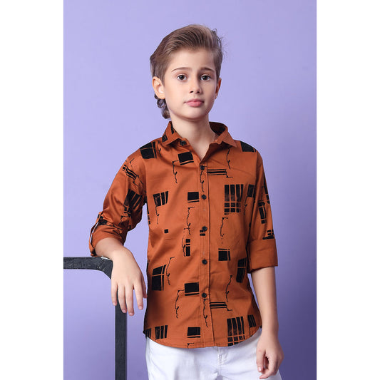 Abstract Appeal: Vibrant Printed Shirt for Bold Young Trendsetters!