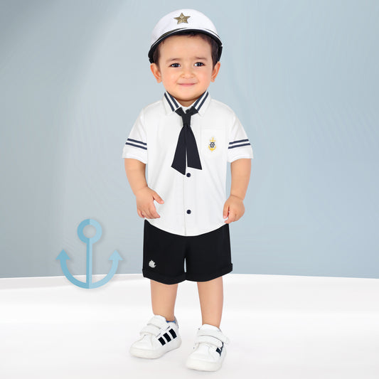 Adorable Sailor Shirt, Shorts & Cap: Cutest Captain on Deck!