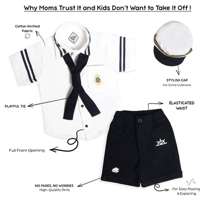 Adorable Sailor Shirt, Shorts & Cap: Cutest Captain on Deck!