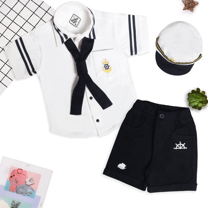 Adorable Sailor Shirt, Shorts & Cap: Cutest Captain on Deck!