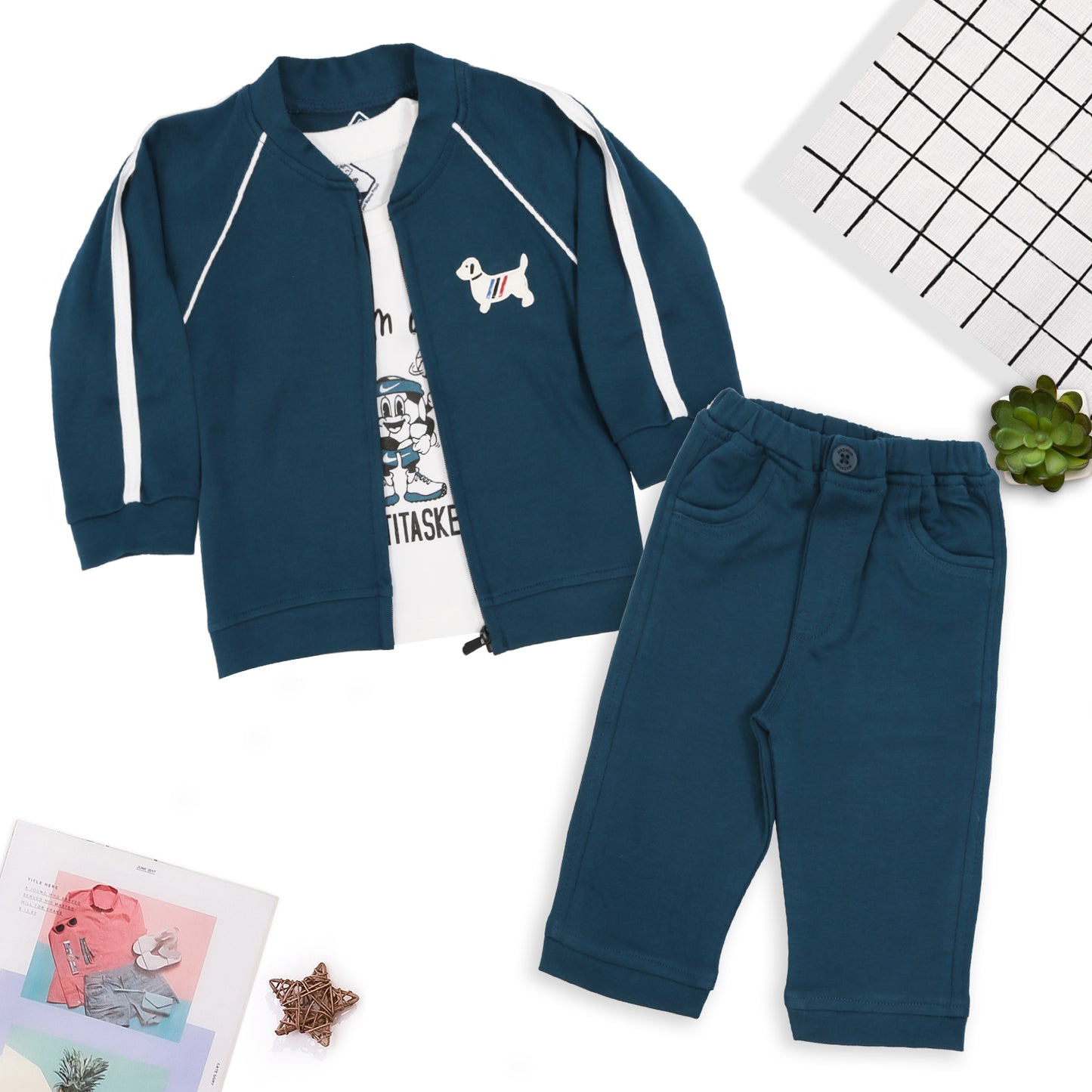 Trendy Jacket, Printed Tee & Joggers: Everyday Style Upgrade