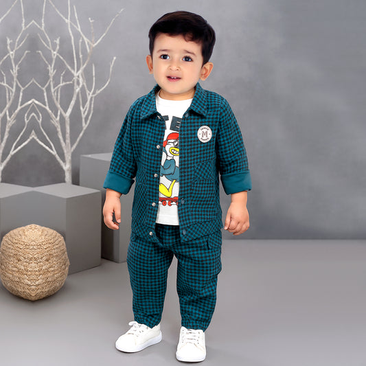 Charming Checks Jacket, Printed Tee & Pants: Casual Style Star