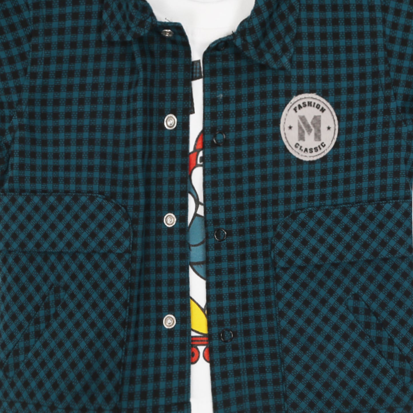 "Charming Checks Jacket, Printed Tee & Pants: Casual Style Star"