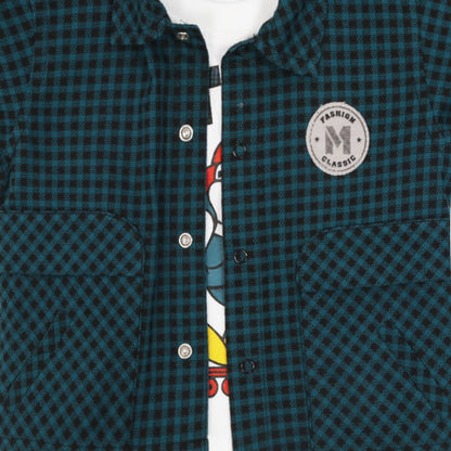 "Charming Checks Jacket, Printed Tee & Pants: Casual Style Star"