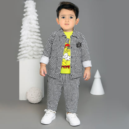 "Charming Checks Jacket, Printed Tee & Pants: Casual Style Star"