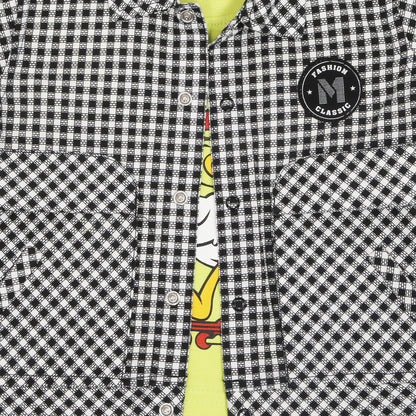 "Charming Checks Jacket, Printed Tee & Pants: Casual Style Star"