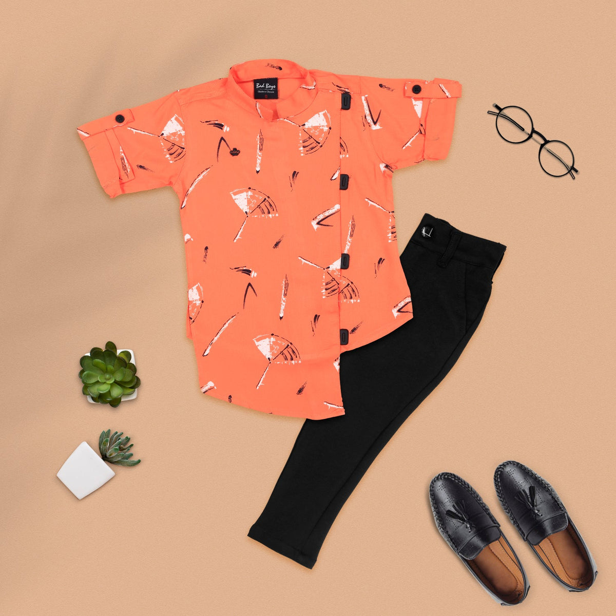 Fashionable Traditional Wear Set - Rust