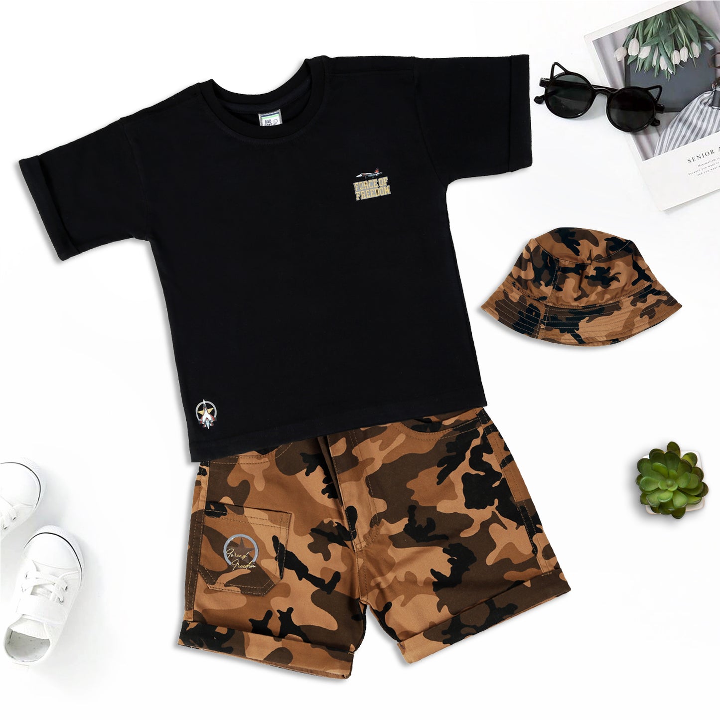 Drop Shoulder T-shirt, Military Shorts