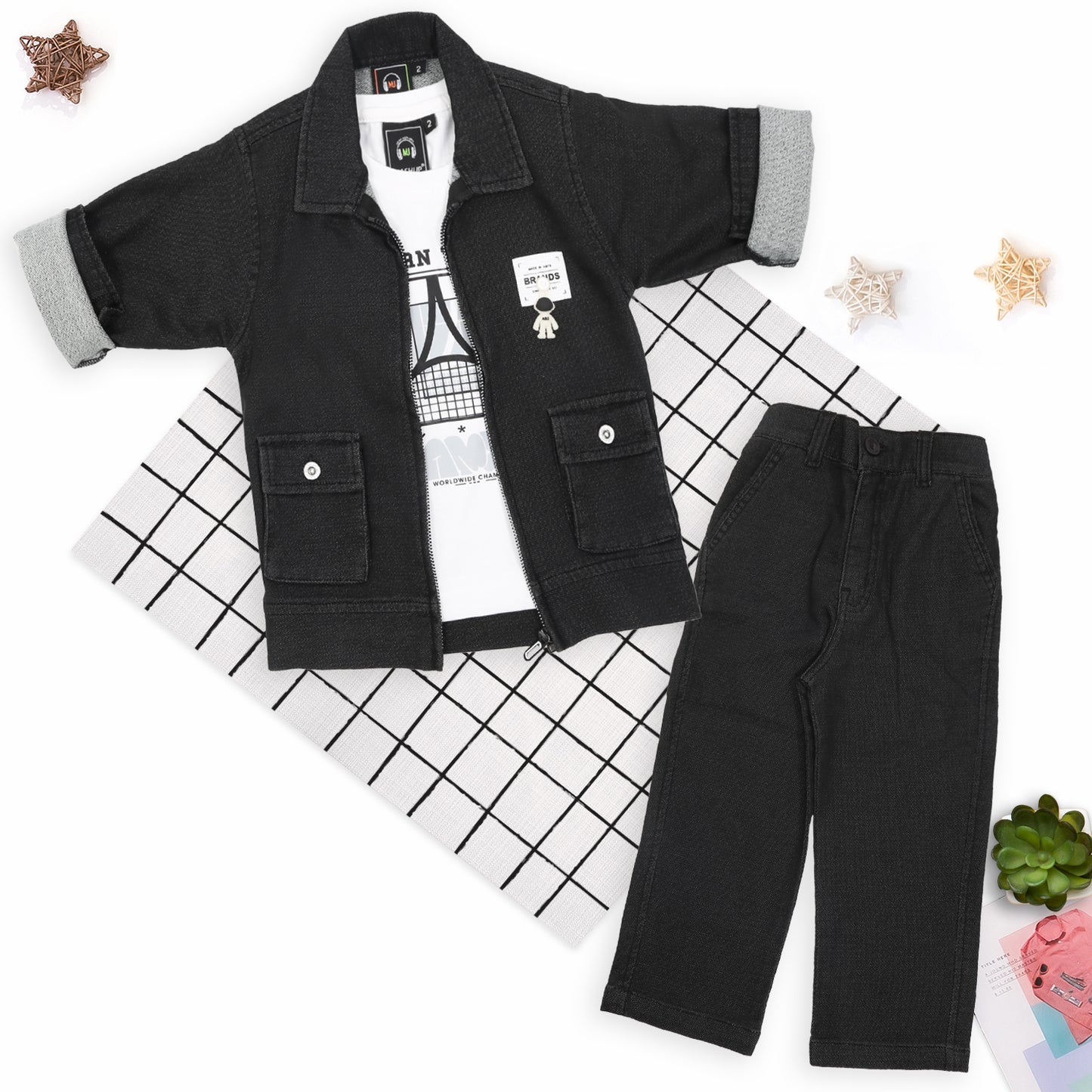 Cool Kids’ Style Upgrade: Jacket, Printed Tee & Pants Set