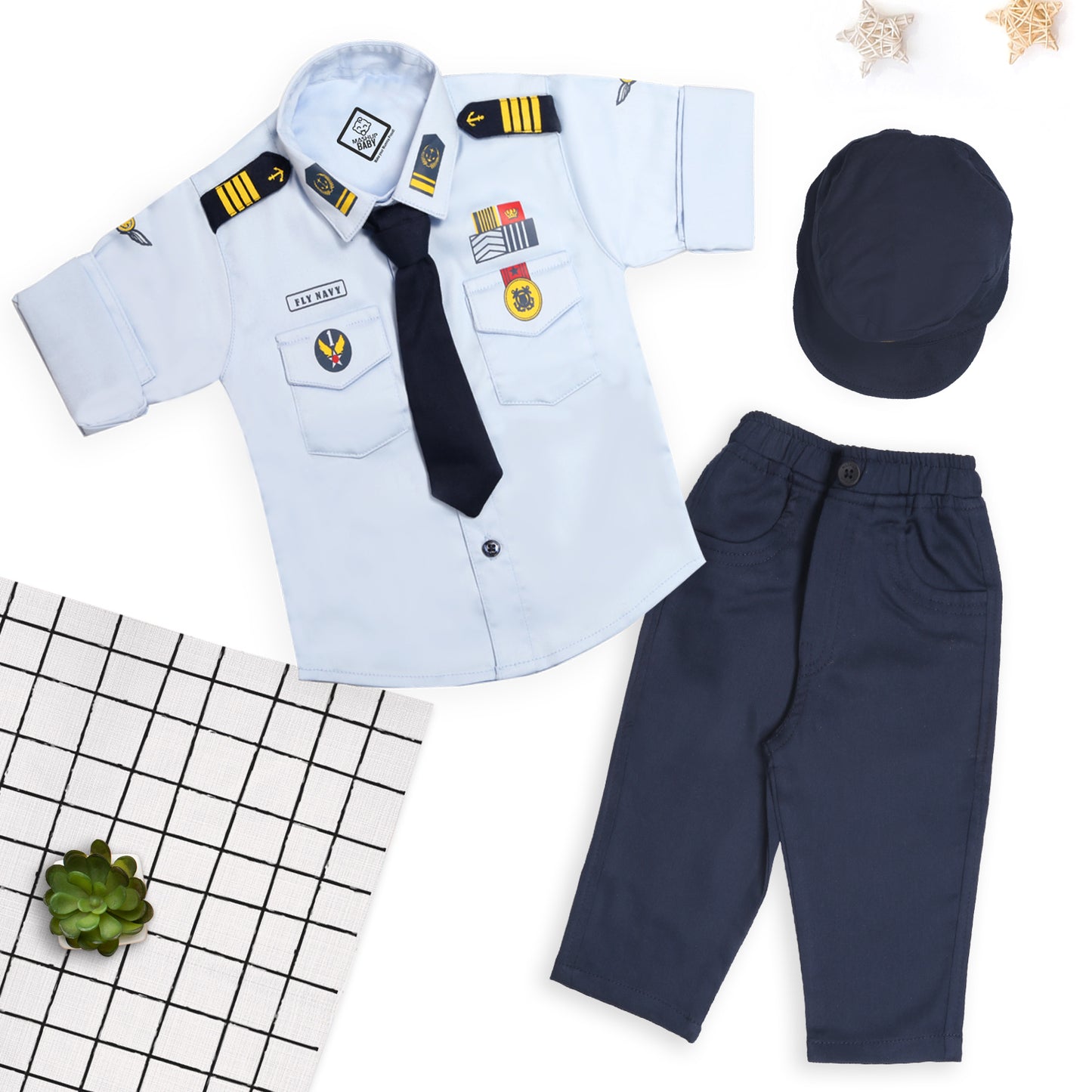 "Smart Navy Officer Set: Your Little Captain Reporting for Duty!"