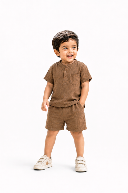 Muslin Henley Co-Ord Set