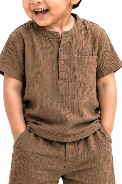 Muslin Henley Co-Ord Set