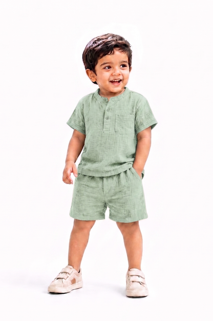 Muslin Henley Co-Ord Set