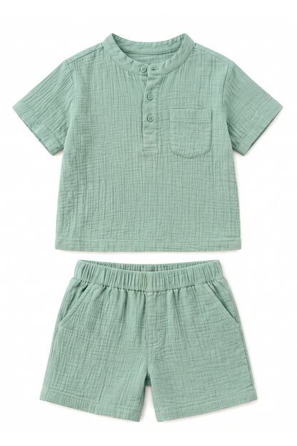 Muslin Henley Co-Ord Set