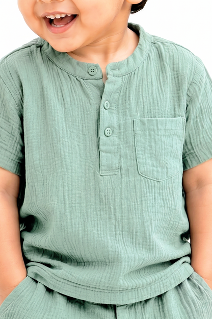 Muslin Henley Co-Ord Set