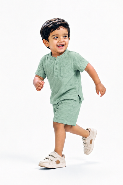 Muslin Henley Co-Ord Set