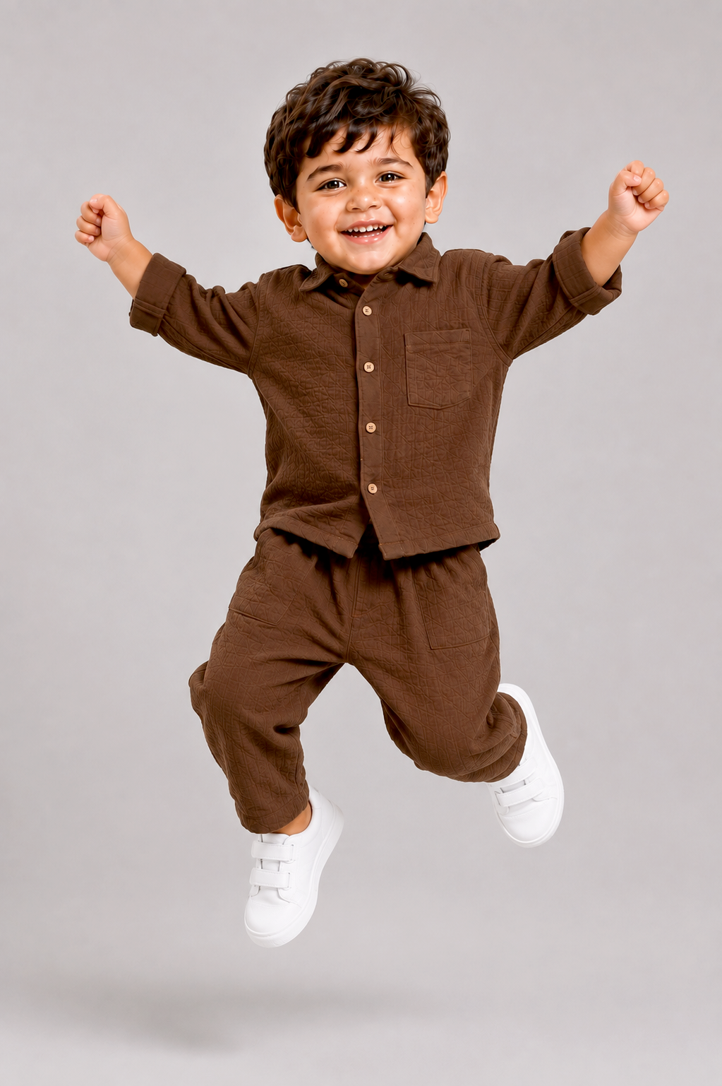 Shirt & Pants Co-Ord Set-BROWN