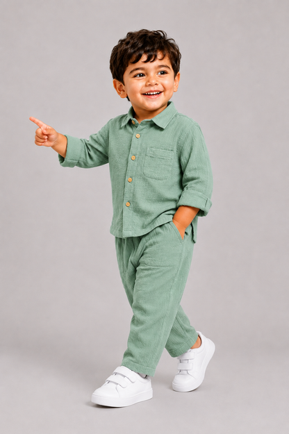 Blue Shirt & Pants Co-Ord Set