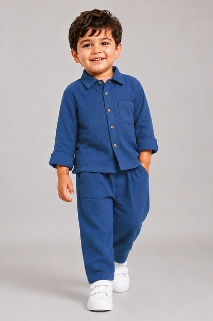 Shirt & Pants Co-Ord Set-BLUE