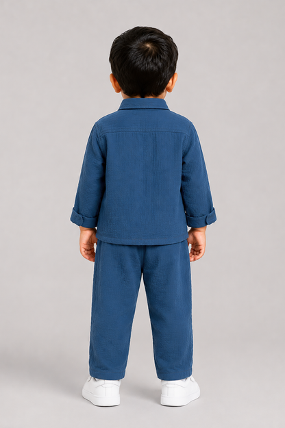 Blue Shirt & Pants Co-Ord Set