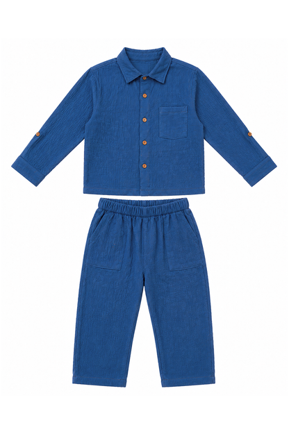 Blue Shirt & Pants Co-Ord Set