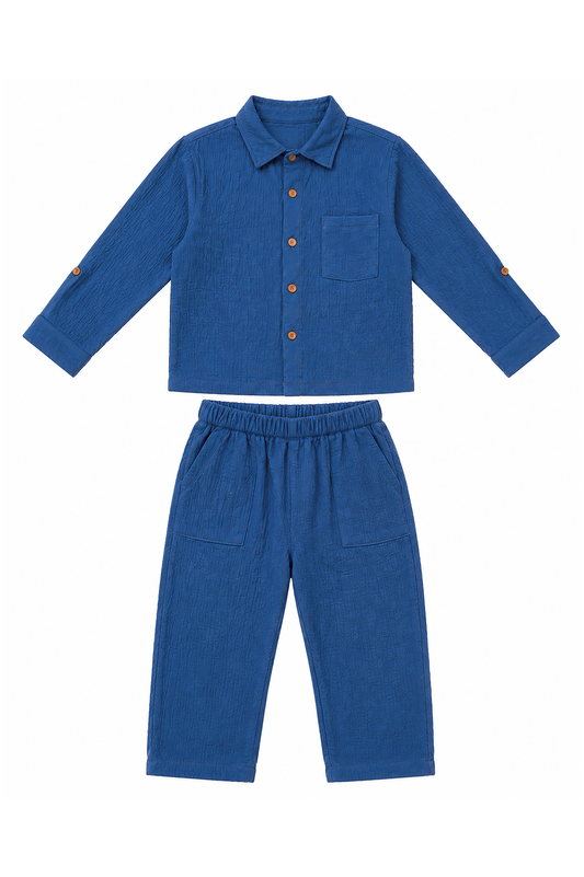 Blue Shirt & Pants Co-Ord Set