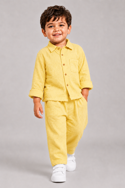 Shirt & Pants Co-Ord Set-YELLOW