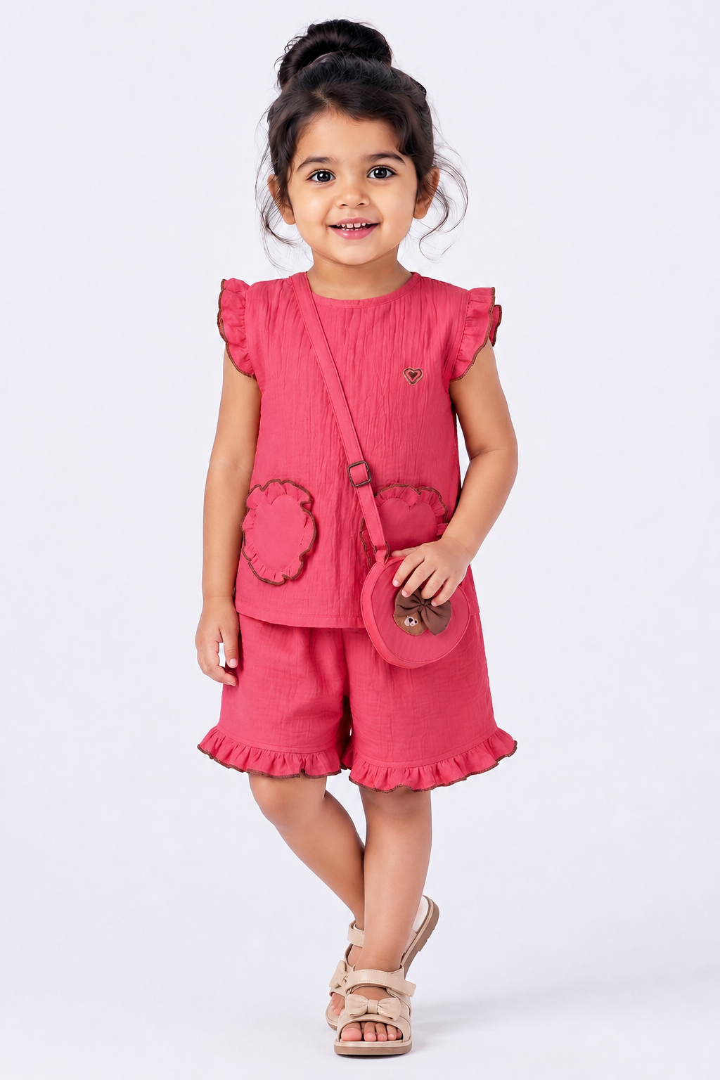 Ruffle Co-Ord Set with Sling Bag