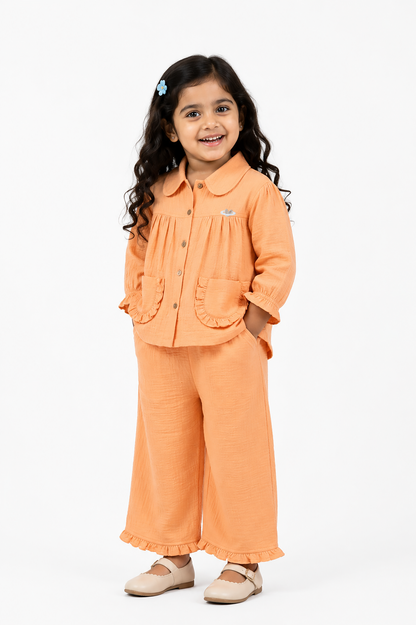 Ruffle Pocket Muslin Co-Ord Set