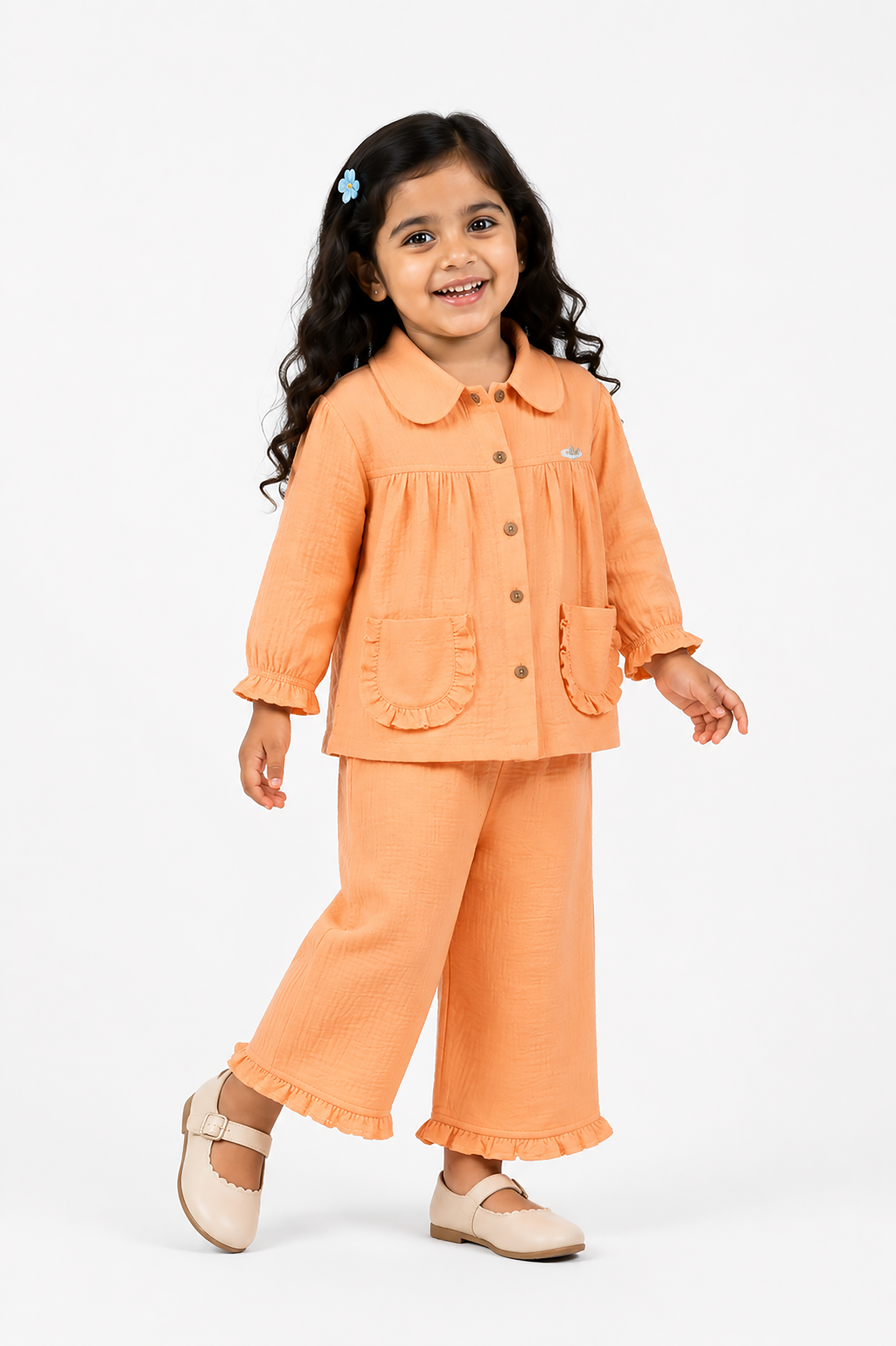 Ruffle Pocket Muslin Co-Ord Set