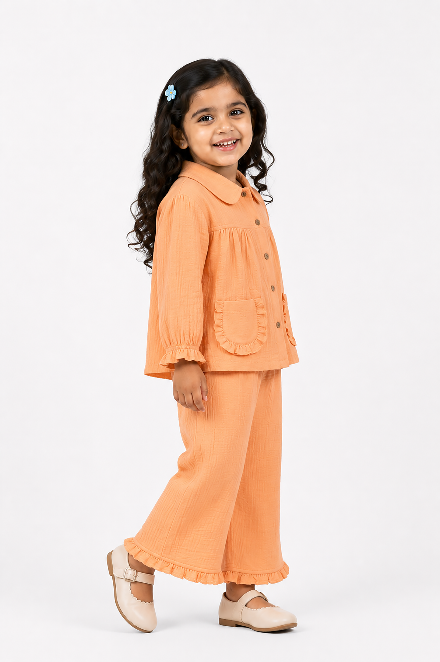 Ruffle Pocket Muslin Co-Ord Set